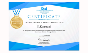 Tamil-E-Commerce -Kanmani Kirubakaran Certificate