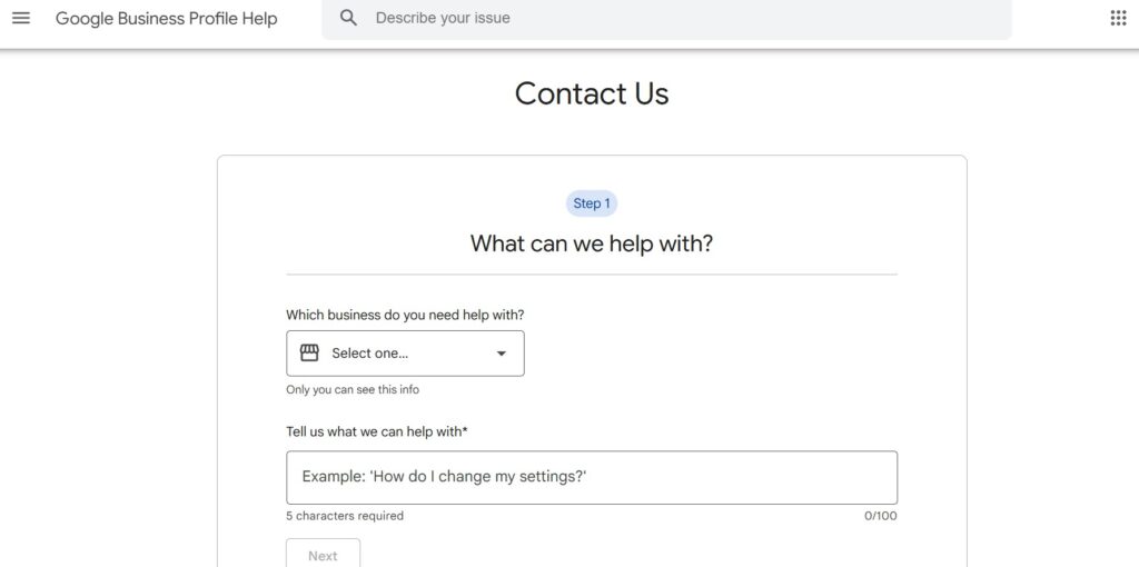 Google Business Profile helpline